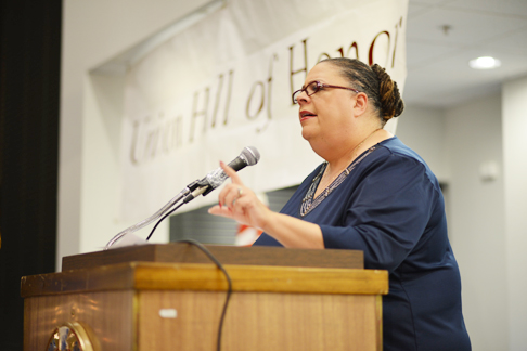 Karen Lewis speaks at Chicago's Union Hall of Fame