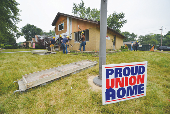 Union workers refurbish Brett Mango's home