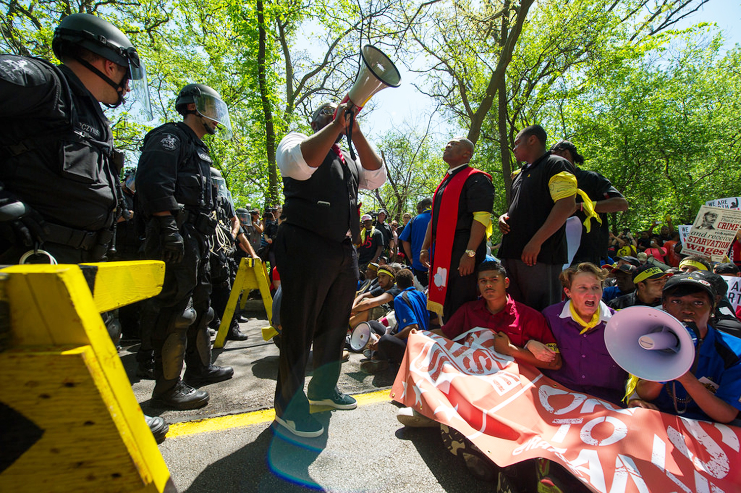 McDonals's protest at it headquarters